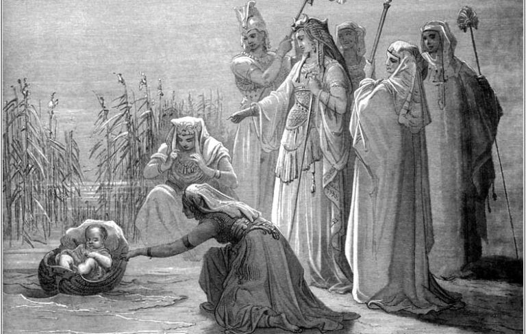 "Moïse sauvé des eaux", une gravure de Gustave Doré