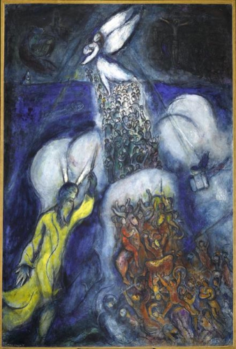 Marc Chagall, La Traversée de la Mer Rouge 1955 Huile sur toile Hauteur 216,5 cm Largeur 146 cm