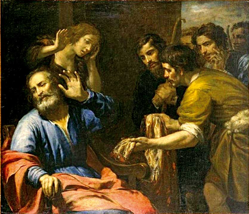 Giovanni Andrea de Ferrari (1598 - 25 décembre 1669) La tunique de Joseph remise à Jacob (1660)